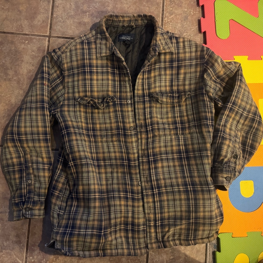 Cherokee Plaid Flannel Shirt - Green and Brown